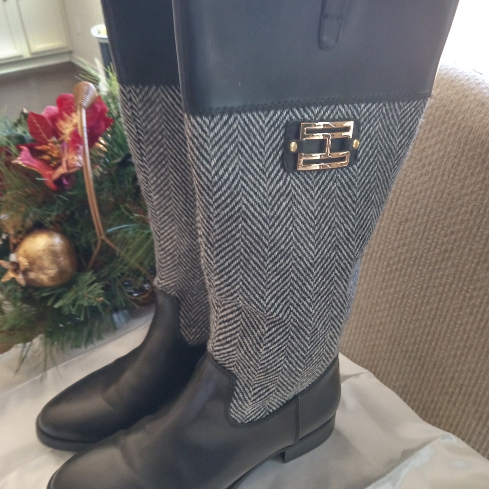 COPY - Tommy Hilfiger Black Valour Herringbone boots